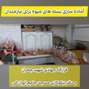 ۴۵ بسته میوه فصل برای نیازمندان ایوانکی تهیه و توزیع شد
