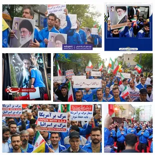 جمعی از کارگران با حضور در خیابان کشور دوست با رهبر شهید تجدید میثاق کردند.