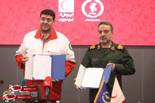 آیین انعقاد تفاهم&zwnj;نامه همکاری جمعیت هلال احمر و سازمان بسیج سازندگی